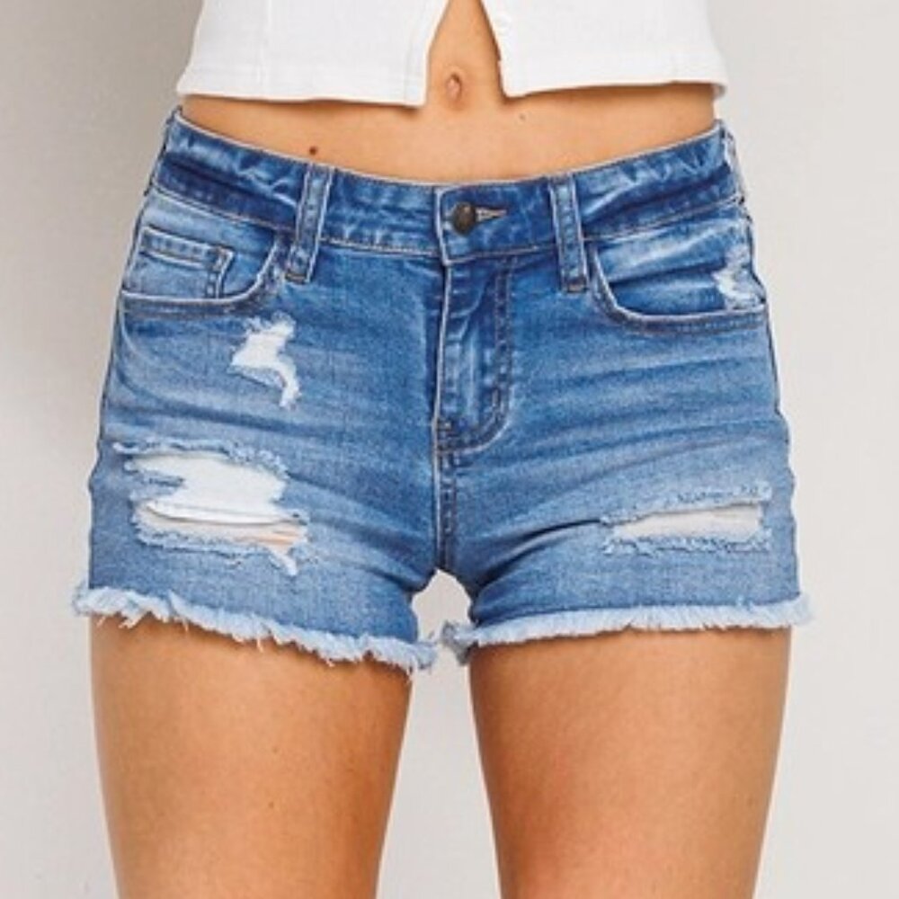 Distressed Shorts with Frayed Hem NWT